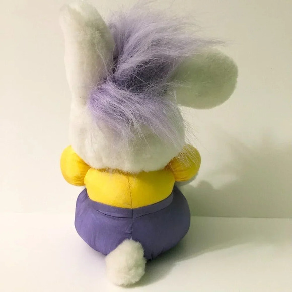 Vintage 1992 Troll Doll Nylon Plush Easter Bunny  Stuffed Animal Plastic Face - Picture 6 of 16